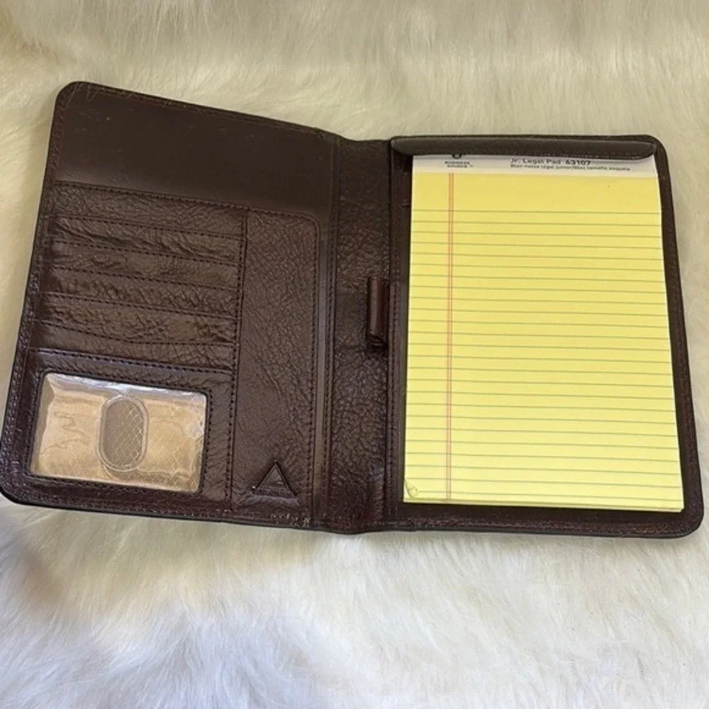 Attache Leather Jr. Legal Pad Portfolio Brown Notepad Holder Organizer‎